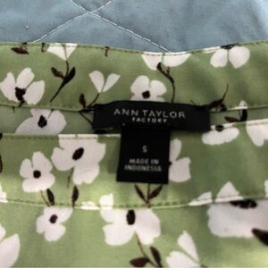 Ann Taylor Factory Light Green Floral Top
